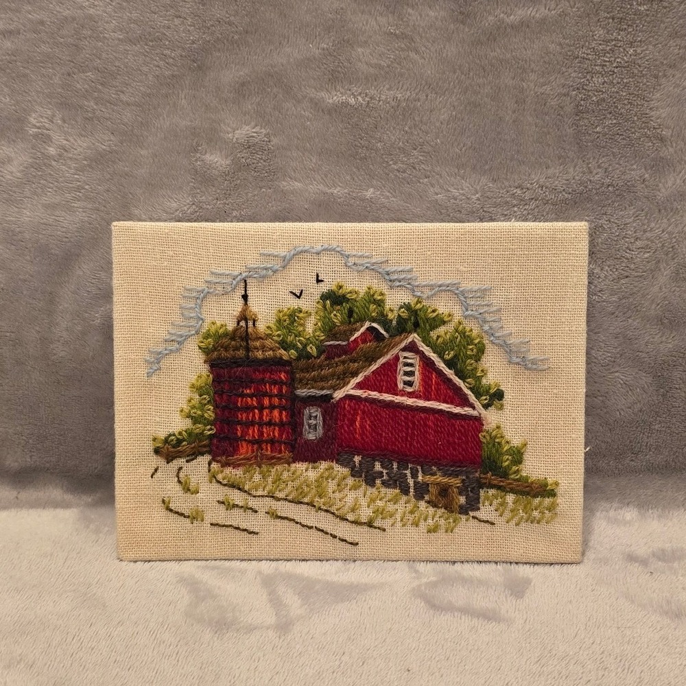 Vintage Sunset Designs Jiffy Stitchery Summer Barn Needlepoint Art 5x7 Barbara J